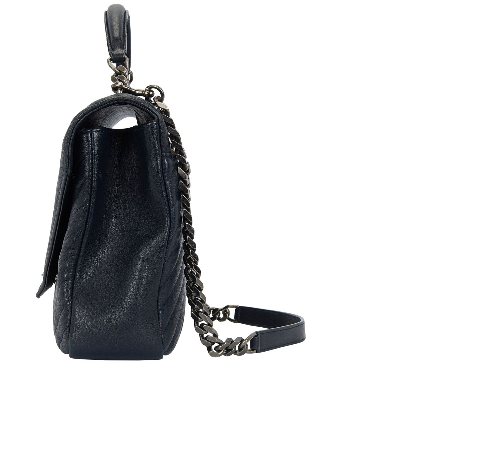 College Large, &pound;1,100, Handbags, Navy, Leather, Bottom view